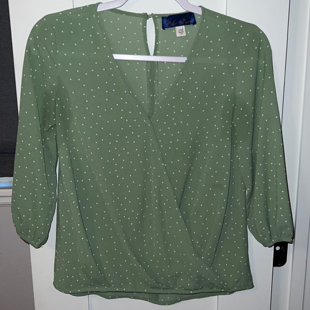 Blue Rain Polka Dot Half Sleeve Blouse